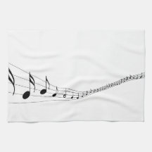 Musical notes on a wave shaped stave towel