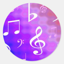 Musical notes round stickers