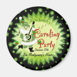Musical Santa Elf Caroling Party Invitation Magnet