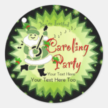 Musical Santa Elf Caroling Party Stickers