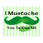 Mustache Irish Kiss Postcard