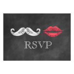 Mustache & Lips RSVP Personalized Invitations