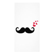 Mustache red hearts love photo cards