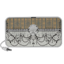 mustard teal vintage striped damask pattern design speaker
