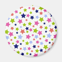 Muted Rainbow Stars on White Magnets