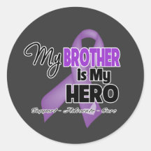 My Brother is My Hero - Purple Ribbon Stickers