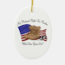 My Husband Fights For Freedom Christmas Ornaments