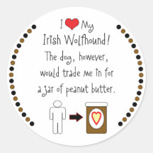 My Irish Wolfhound Loves Peanut Butter Sticker