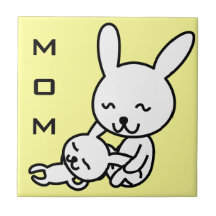 My mother, my friend happy cartoon bunny rabbits tile