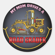 My Mum Drives A Road Grader Kids Sticker