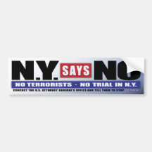 N.Y. Says No (Bumper Sticker)