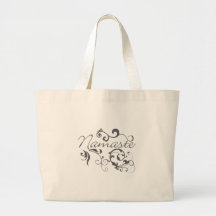 Namaste in dark grey swirls tote bag