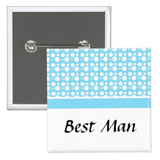name buttons, blue polka dots