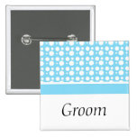name buttons, blue polka dots