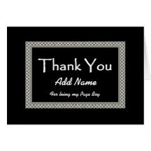 NAME  Page Boy Chequerboard Wedding THANK YOU Card