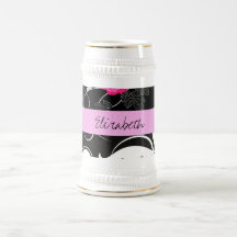Names Initials Monograms Flowers Black White Pink Mug