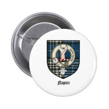 Napier Clan Crest Badge Tartan Pinback Buttons