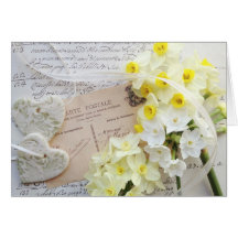 narcissus, hearts with script bridal shower invite greeting card