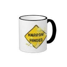 NARROW MINDED ROAD SIGN COFFEE MUG