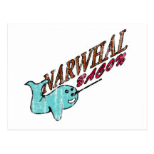 Narwhal Bacon Retro Logo Post Cards