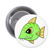 Nasty Mean Green Fish Button