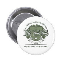 National Sarcasm Society Pinback Buttons