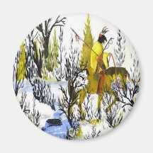 Native American Indian Winter Warrior Magnet