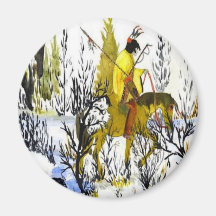 Native American Indian Winter Warrior Fridge Magnet