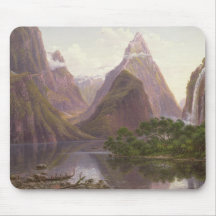 Native figures in a canoe at Milford Sound Mouse Pads