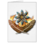 native red tailed hawk feathers and flames digital greeting card