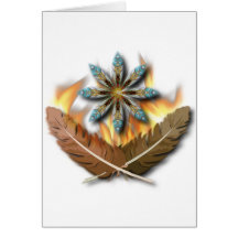 native red tailed hawk feathers and flames digital greeting card