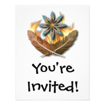 native red tailed hawk feathers and flames digital custom invite