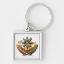 native red tailed hawk feathers and flames digital keychain