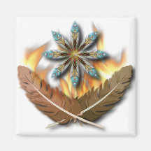 native red tailed hawk feathers and flames digital fridge magnet