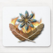 native red tailed hawk feathers and flames digital mouse pads