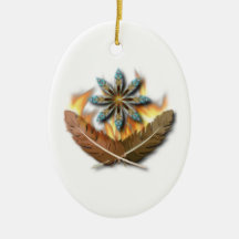native red tailed hawk feathers and flames digital christmas tree ornament