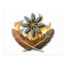 native red tailed hawk feathers and flames digital post cards