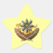 native red tailed hawk feathers and flames digital star sticker