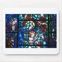 Nativity stained glass window mousepad