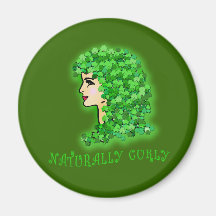 Naturally Curly! With Irish Shamrocks Refrigerator Magnets