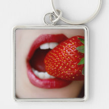 Nature's Candy - Woman Eating Strawberry Key Chain
