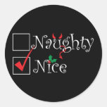 Naughty Nice Round Sticker