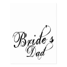 Naughy Grunge Script - Bride's Dad Black Post Card