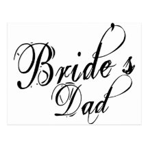 Naughy Grunge Script - Bride's Dad Black Postcards