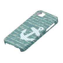 Nautical anchor in turquoise teal iphone 5 case