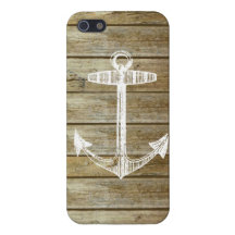 Nautical Anchor on wood graphic iPhone 5 Covers