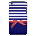 Nautical blue stripes & red ribbon bow graphic iPod Case-Mate cases