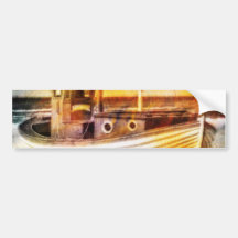 Nautical Fishing Boat on Beach at Sunset Ocean Art Bumper Stickers