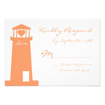 Nautical Lighthouse Beach Wedding RSVP Cards