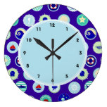Nautical Ocean Blue Sailor Pattern Clocks